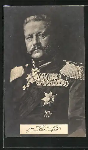 AK Paul von Hindenburg mit Epauletten
