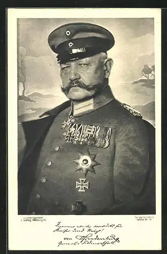 AK Paul von Hindenburg mit ernstem Blick