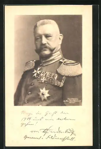 AK Paul von Hindenburg in Uniform mit Epaulette