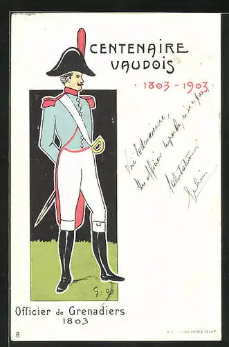 AK Officier de Grenadiers 1803, schweizer Soldat