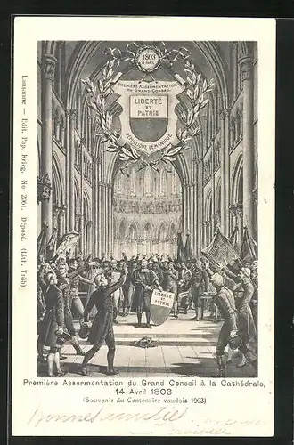AK Premiére Assermentation du Grand Conseil à la Cathédrale 1803