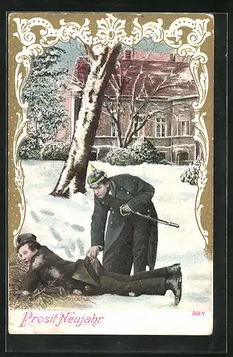 AK Polizist findet betrunkenen Mann im Schnee