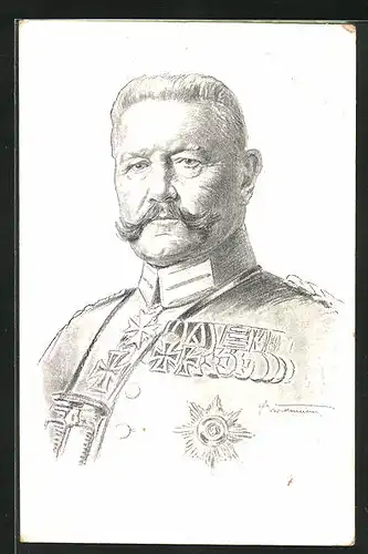 Künstler-AK Generalfeldmarschall Paul von Hindenburg