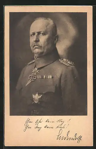 AK Erich Ludendorff mit skeptischen Blick