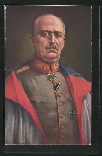 AK Erich Ludendorff in Uniform mit Umhang