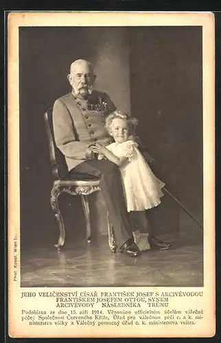 AK Kaiser Franz Josef I. von Österreich mit Nachwuchs