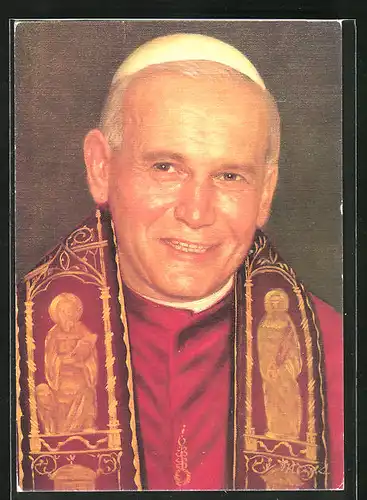 AK Papst Johannes Paul II. lächelt in Kamera