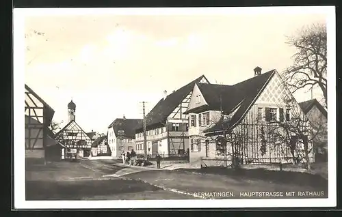 AK Bermatingen, Hauptstrasse mit Rathaus