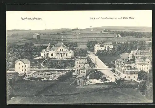 AK Markneukirchen, Blick auf Bahnhofstrasse und Villa Merz
