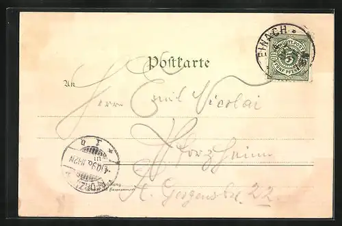 Lithographie Teinach, Frau mit Korb, Badhotel m. Hirsch, Zavelstein, Ortsansicht