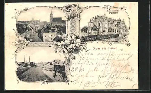 AK Wurzen, Kaiserliches Postamt, Kirche