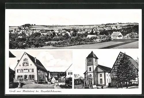 AK Walddorf /Schwarzwald, Gasthaus, Kirche, Gesamtansicht