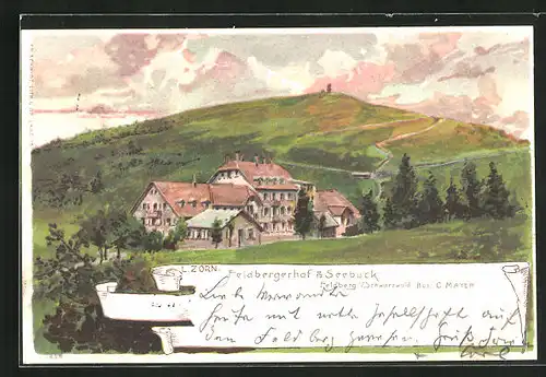 Künstler-AK Ludwig Zorn: Feldberg /Schwarzwald, Gasthaus Feldbergerhof & Seebuck