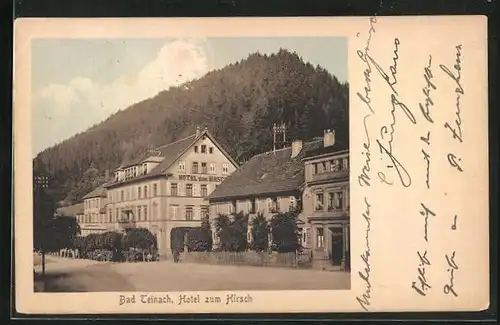 AK Bad Teinach, Hotel zum Hirsch mit Strassenpartie