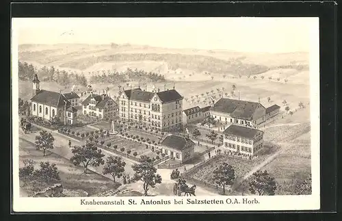 Künstler-AK Salzstetten O.A. Horb., Knabenanstalt St. Antonius aus der Vogelschau