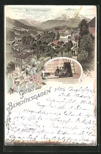Lithographie Berchtesgaden, Berg Watzmann, Einfahrt in den Ferdinandberg