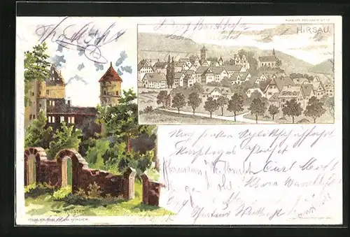 Künstler-AK Hirsau, Totalansicht und Kloster