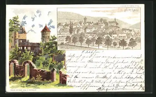 Künstler-AK Hirsau, Kloster und Ortsansicht