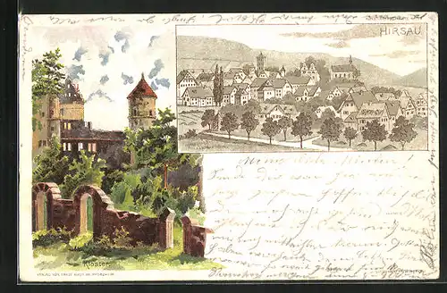 AK Hirsau, Klostergarten mit Panorama