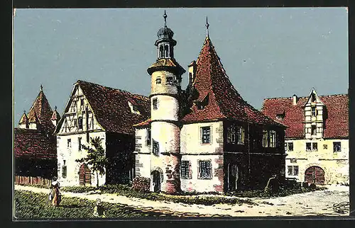 AK Rothenburg, Hegereiterhaus mit Wegpartie