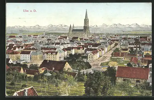 AK Ulm a. D., Ortsansicht mit Kirche