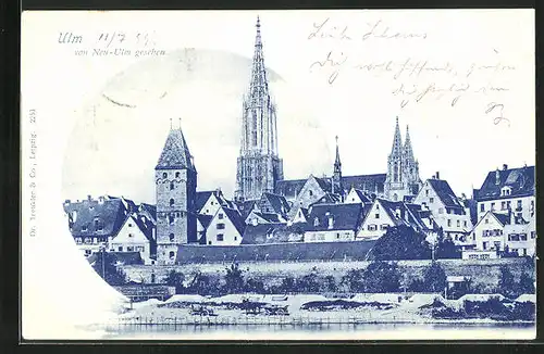 AK Ulm, Ortsansicht mit Kirche von Neu-Ulm gesehen