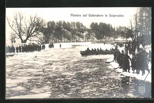 AK Pioniere auf Eisbrechern in Ostpreussen