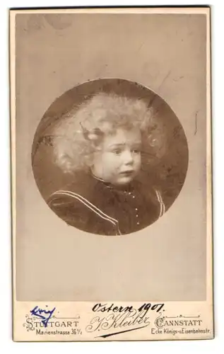 Fotografie J. Kleiber, Stuttgart, Marienstrasse 36 1 /2, Hübsches Kind mit blonden Locken