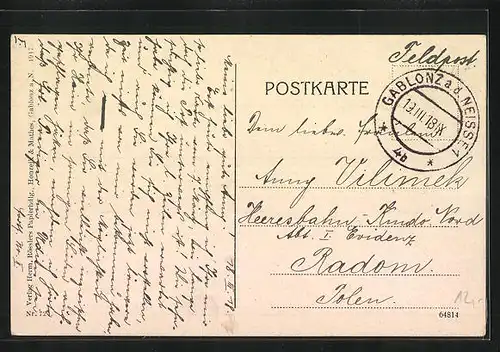 AK Gablonz / Jablonec Nad Nisou, Partie in der Reichsstrasse mit Stadttheater