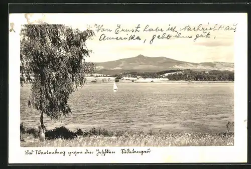 AK Bad Wartenberg, Segelboot auf dem See, Jeschken