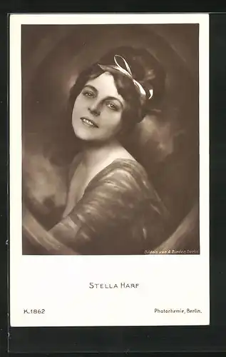AK Schauspielerin Stella Harf mit Schleife im Haar