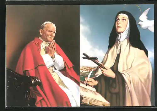 AK Papst Johannes Paul II. und Teresa von Ávila