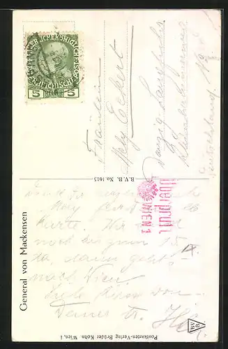 AK General von Mackensen mit Mittelscheitel