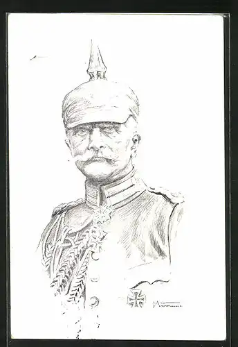 Künstler-AK Generalfeldmarschall von Mackensen mit Pickelhaube