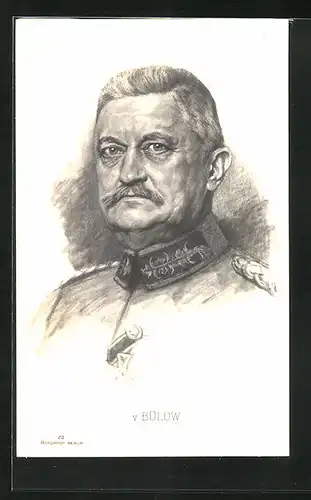 Künstler-AK Heerführer v. Bülow in seiner Uniform