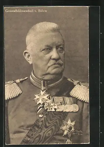 AK Generalfeldmarschall v. Bülow mit Orden an seiner Uniform
