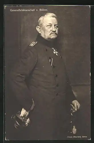 AK Heerführer Generalfeldmarschall v. Bülow mit Helm in der Hand