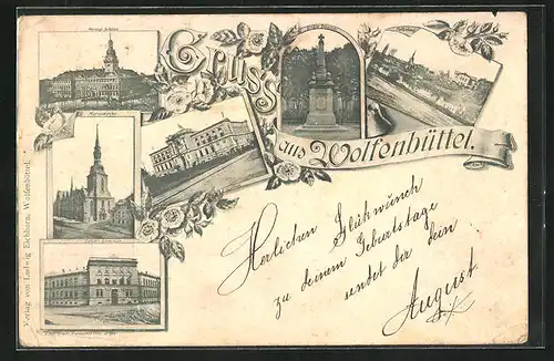 Vorläufer-AK Wolfenbüttel, Marienkirche, Herzogl. Schloss und Bibliothek, 1893