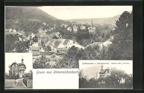 AK Unterreichenbach, Ortsansicht mit Luftkurhotel z. Schwarzwald Besitzer: Herr Wittum