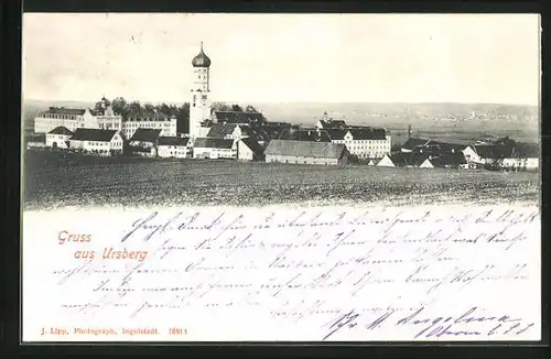 AK Ursberg, Ortsansicht mit Kirche
