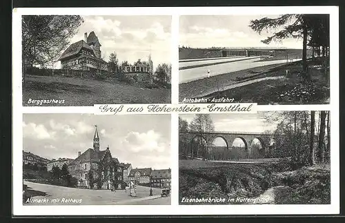 AK Hohenstein-Ernstthal, Berggasthaus, Altmarkt mit Rathaus