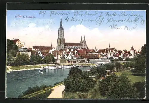 AK Ulm a. d. D., Panorama mit Dom