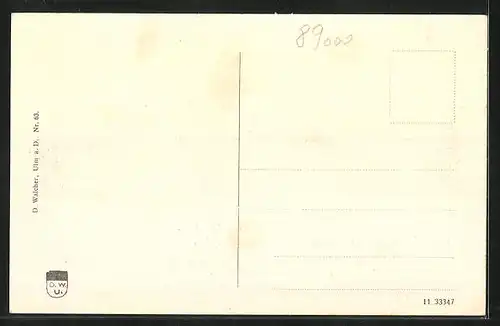 AK Ulm a. d. D., Frau in Tracht, Panorama mit Dom