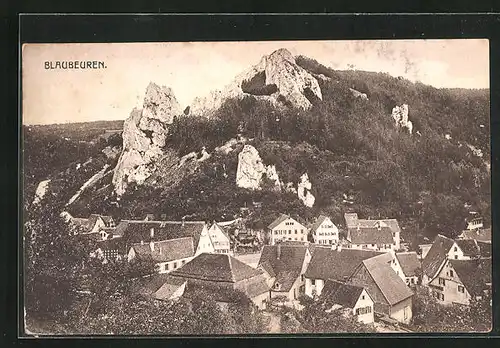 AK Blaubeuren, Blick auf die Dächer der Ortschaft