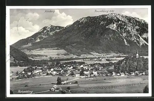 AK Ruhpolding, Ortsansicht mit Kien- und Rauschberg