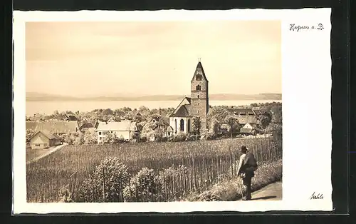 AK Hagnau a. B., Teilansicht mit Kirche