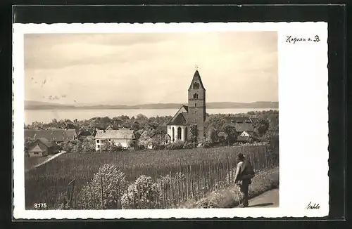 AK Hagnau a. B., Ortsansicht mit Kirche