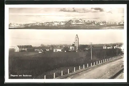 AK Hagnau a. B., Ortsansicht gegen den Bodensee