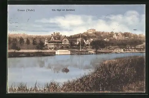 AK Essen /Ruhr, Villa Hügel mit Bootshaus