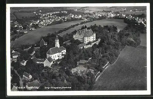 AK Erbach i. Württbg., Fliegeraufnahme mit Kirche